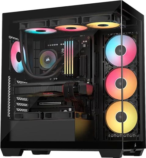 eRacks/GAMER: tempered-glass case with ARGB fans and a 360mm liquid cooler