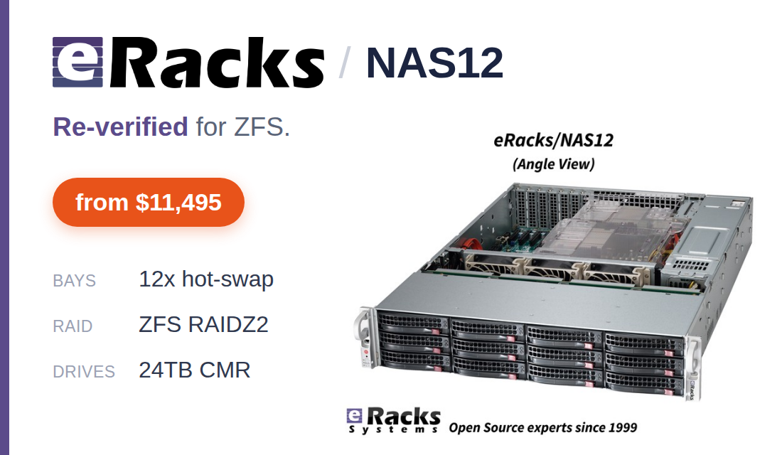 eRacks NAS12 - Re-Verified ZFS NAS