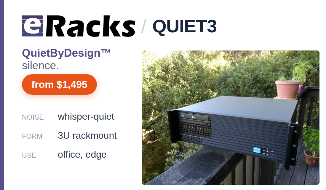 eRacks QUIET3 - QuietByDesign, deck